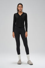 Anywhere™ Brushed Half-Zip Long Sleeve Crop Top | Women's Long Sleeve T-shirt