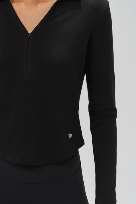 Anywhere™ Brushed Half-Zip Long Sleeve Crop Top | Women's Long Sleeve T-shirt - image 5