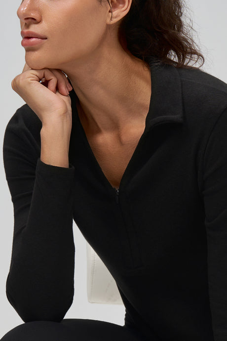 Anywhere™ Brushed Half-Zip Long Sleeve Crop Top | Women's Long Sleeve T-shirt - image 6