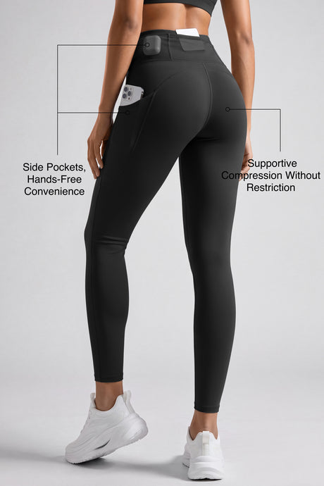 Power High Rise Supportive No Front Seam Pockets Running Leggings 27 Inch | Women's High Support Leggings - image 2