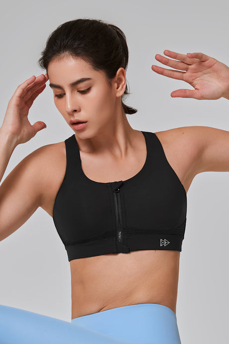 Power™ Zip Front Criss Cross High Support Running Bra | Women's High Support Sports Bra (Plus Size) - image 3