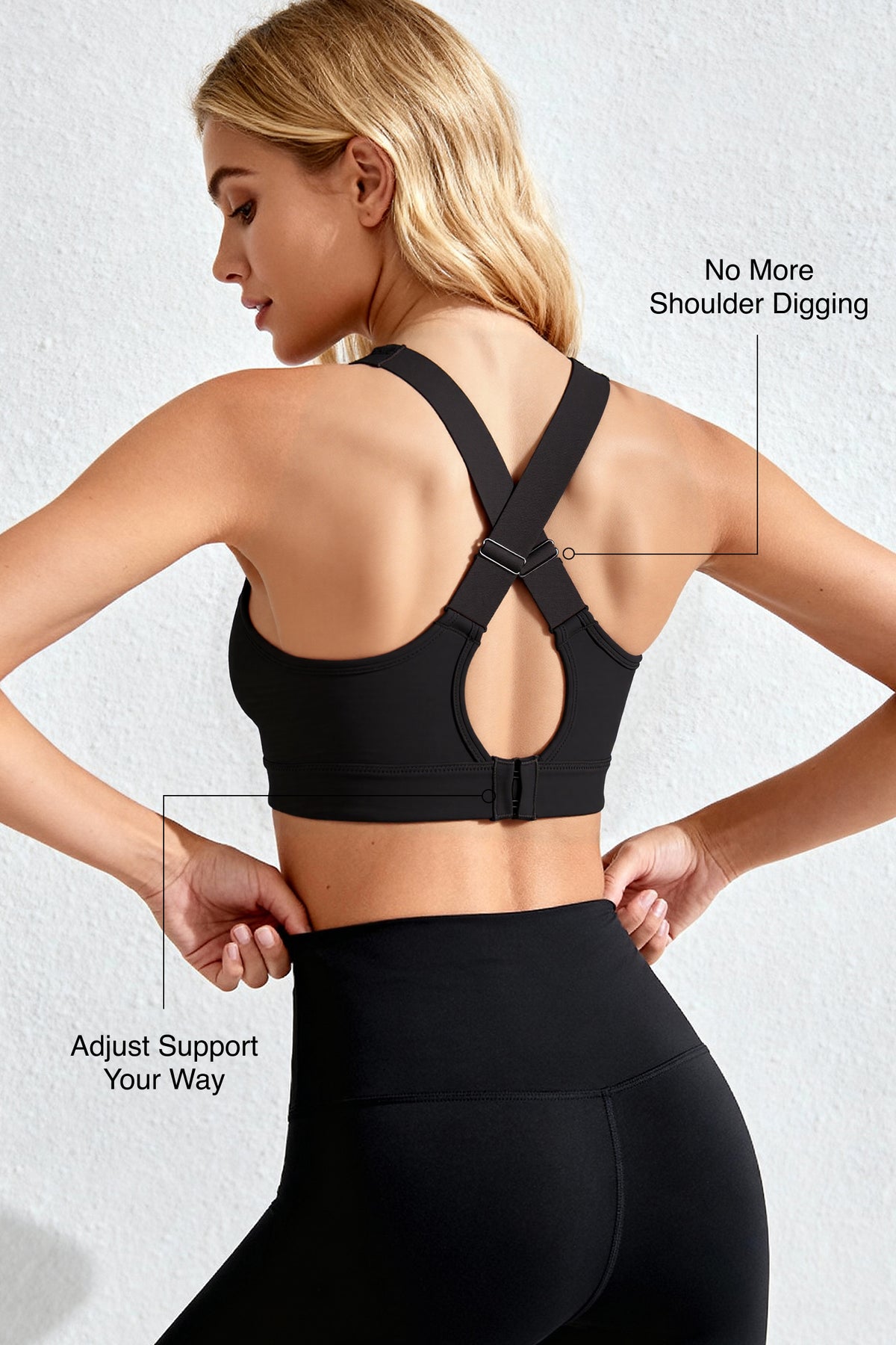 Power™ Adjustable Straps Cross-Back Sports Bra | High-Impact Bounce Control Without Flattening for Running, HIIT & Training