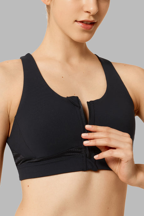 Power™ Zip Front Criss Cross High Support Running Bra | Women's High Support Sports Bra (Plus Size) - image 6