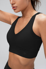 Anywhere™ Removable Cups V-Neck Soft Light Support Bra | Women's Light Support Sports Bra Best For Yoga, HIIT