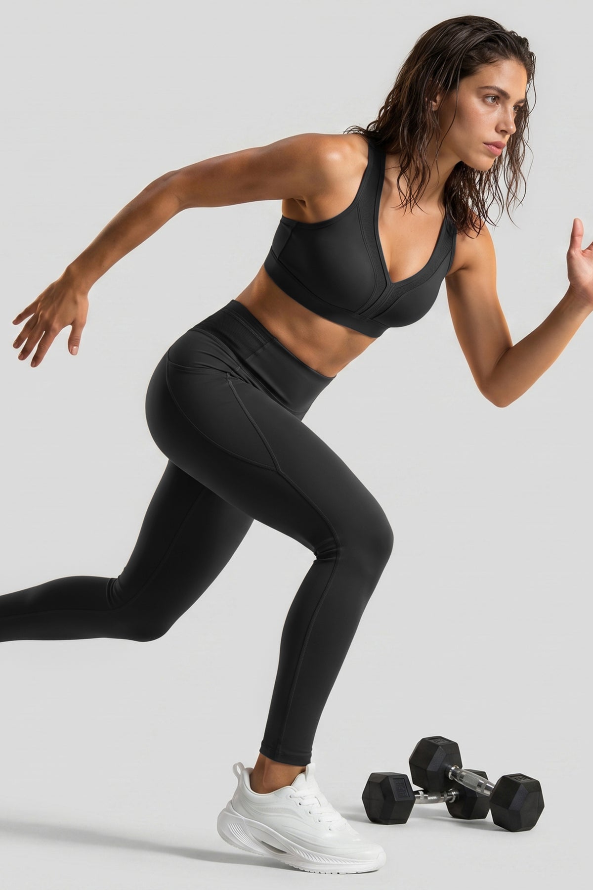 Power High Rise Supportive No Front Seam Pockets Running Leggings 27 Inch | Women's High Support Leggings