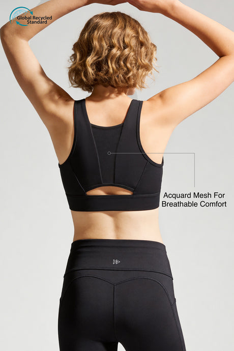 Power™ Front-Zip Jacquard Mesh Longline Sports Bra | High-Impact Support for Running, HIIT & Training - image 13