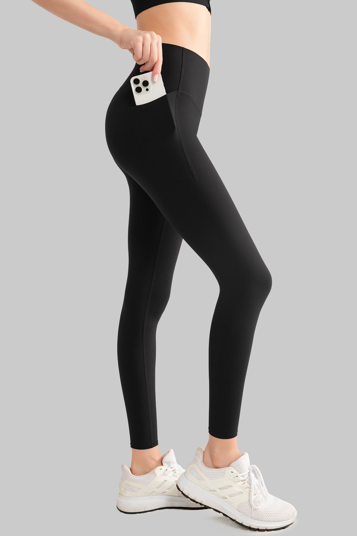 Enfold löparleggings med hög midja och rumplyftande löparstil, 61 cm | Damleggings med högt stöd