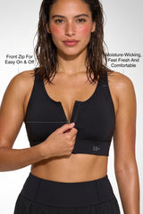 Power™ Zip-Front Mesh Racerback Sports Bra | High Support Best For Running, HIIT & Training