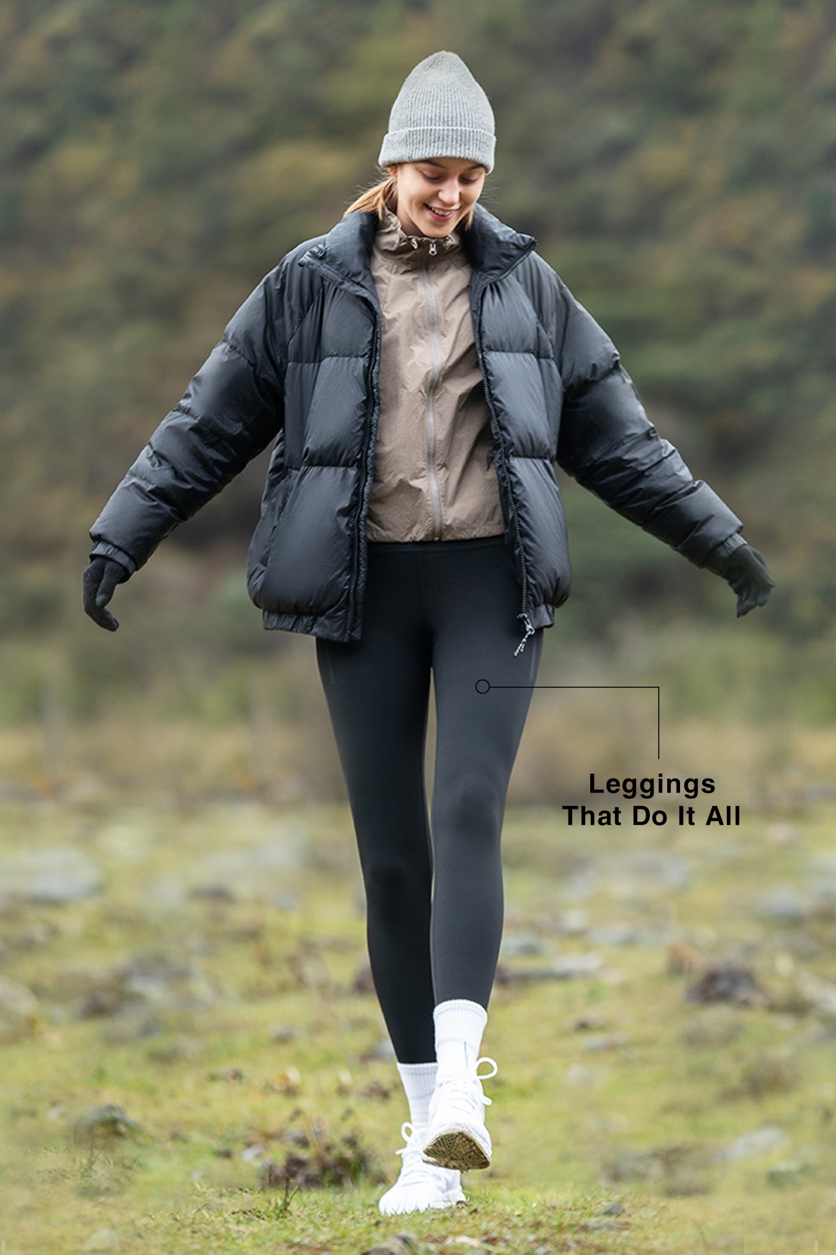 Sculpt fyrvägsstretchiga fleecefodrade leggings 66 cm | Damleggings med högt stöd