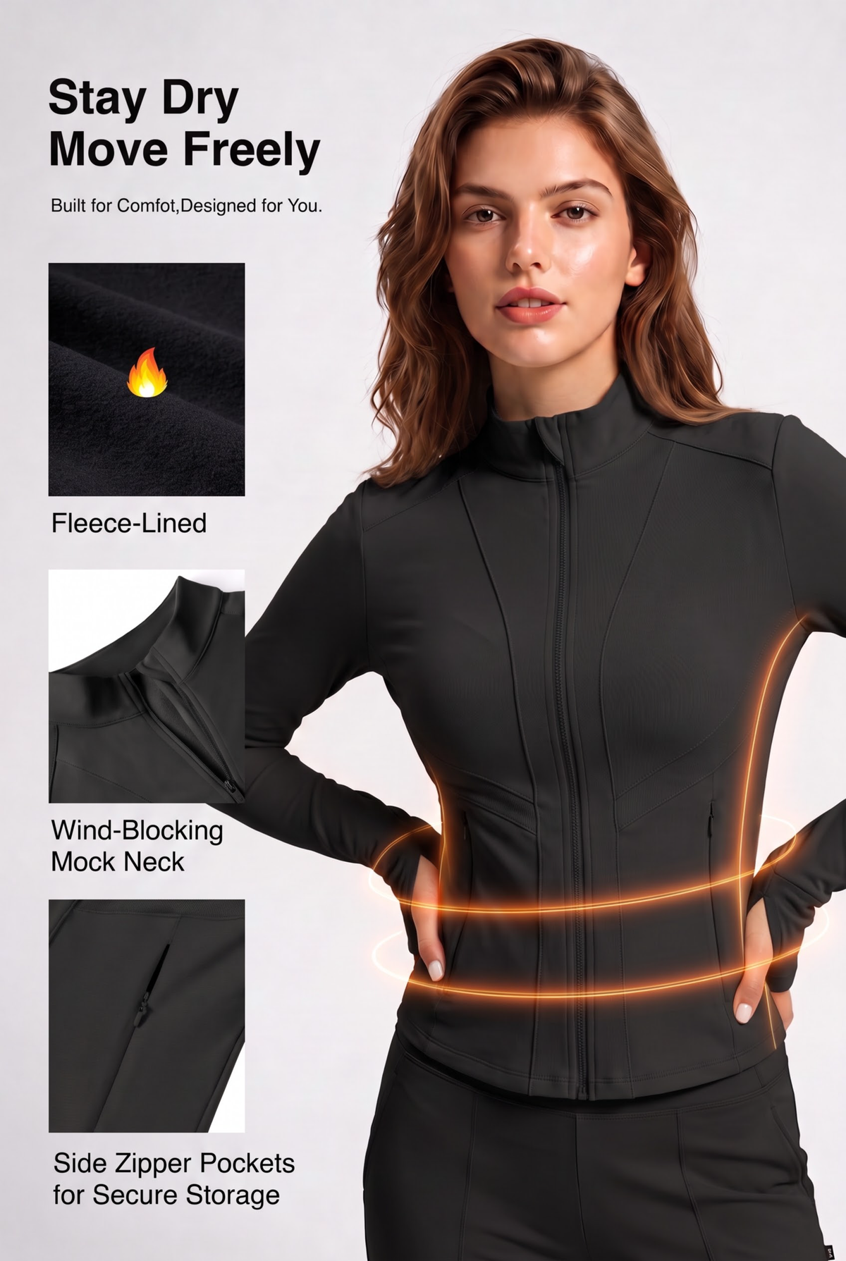Shift™ Fleece-Lined Thermal Stretch Jacket – Water-Resistant Full-Zip | Women's Sports Jacket