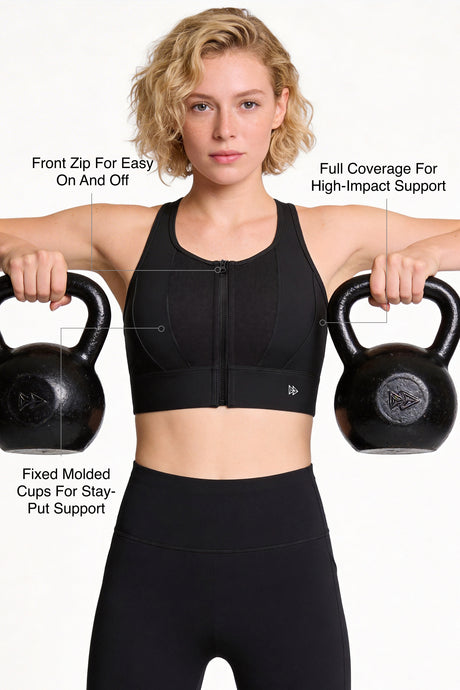 Power™ Front-Zip Jacquard Mesh Longline Sports Bra | High-Impact Support for Running, HIIT & Training - image 14