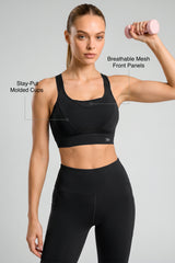 Echo™ Crisscross Adjustable-Strap Sports Bra with Mesh | Sustainable Bounce Control for Running, HIIT & Training