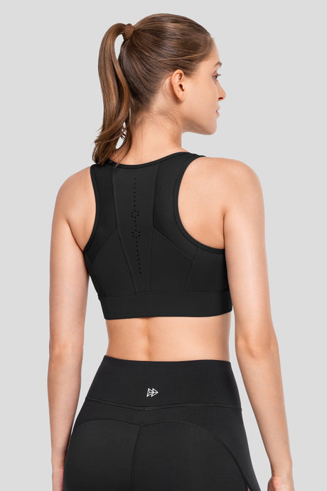 Reggiseno da corsa imbottito traspirante perforato con cerniera frontale Echo | Reggiseno sportivo ad alto sostegno da donna - image 2