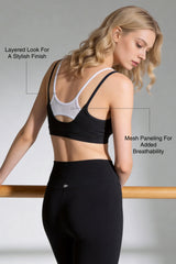 Anywhere™ Double Straps Removable Cups Mesh Yoga Bra | Women's Light Support Sports Bra
