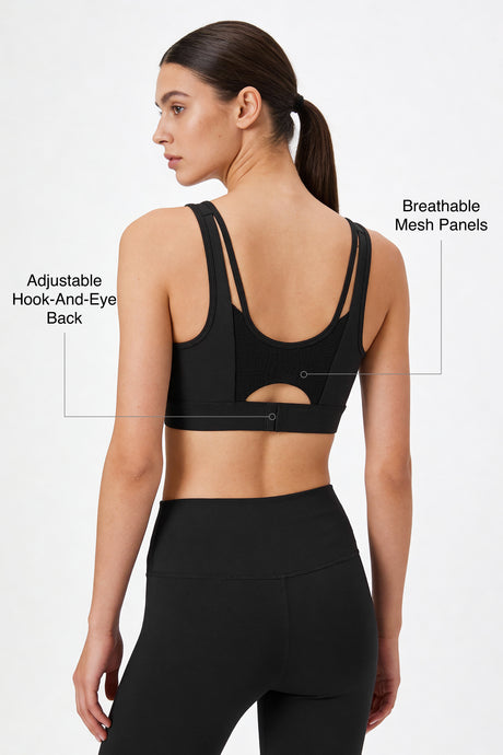 Power™ V Neck Breathable Mesh Hook Sports Bra | High-Impact Bounce Control Without Flattening for Running, HIIT & Training - image 14