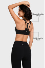 Gepolsterter Yoga-BH mit Shift-U-Ausschnitt und doppelten Trägern | Leicht stützender Sport-BH für Damen