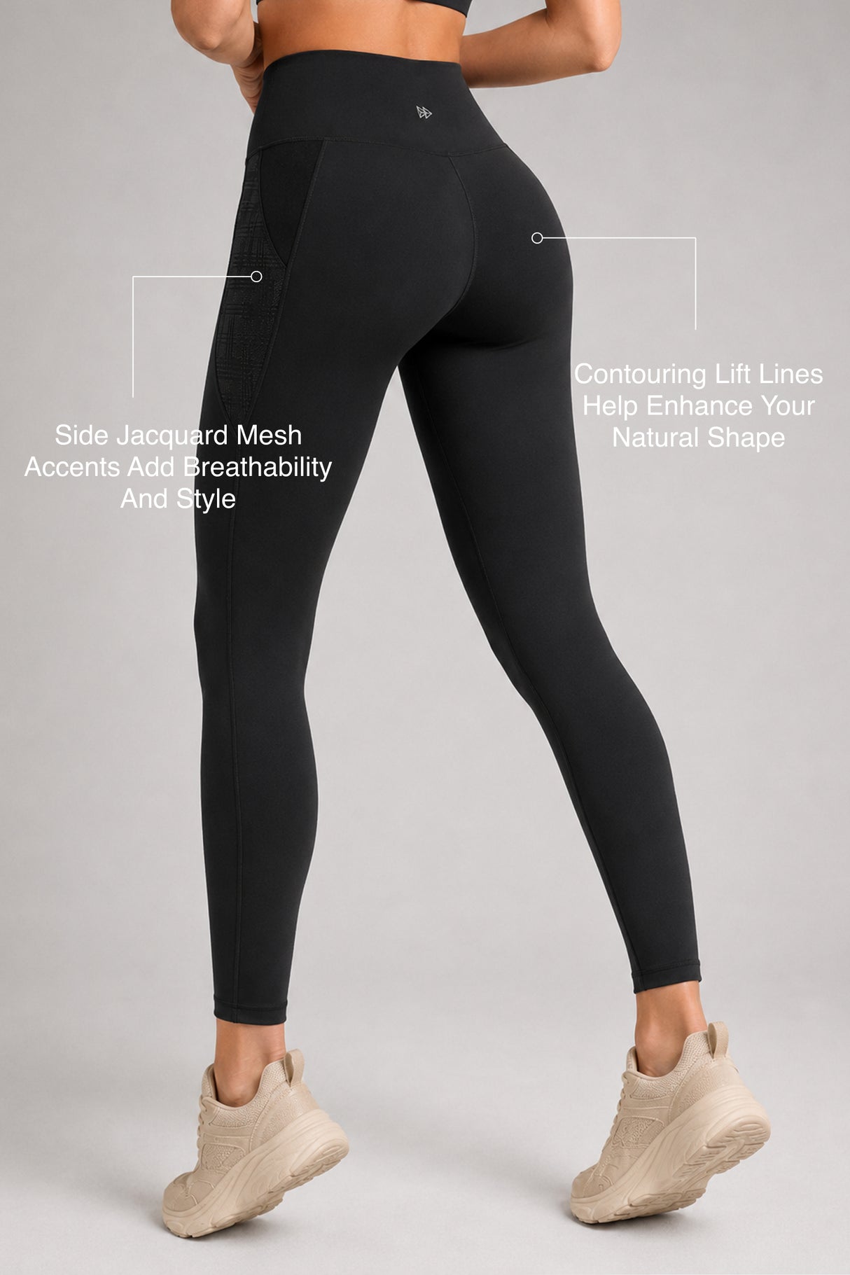 Power™ High Rise No Front Seam Breathable Mesh Running Leggings 25 Inches | Women's High Support Leggings