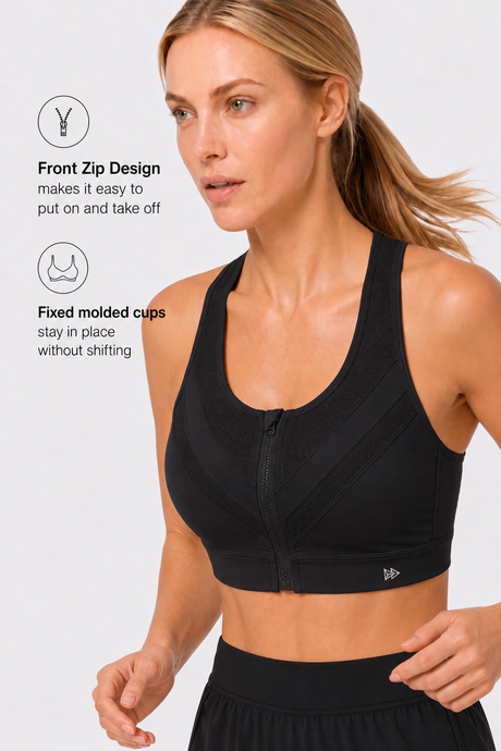 Enfold™ Zip-Front Breathable Racerback High-Support Bra for Larger Busts | Women's High Support Sports Bra - image 2