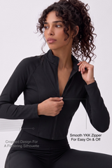 Anywhere™ Cropped Mock Neck Zip-Up Jacket | Women's Light Support Jackets