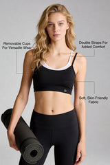 Anywhere™ Double Straps Removable Cups Mesh Yoga Bra | Women's Light Support Sports Bra