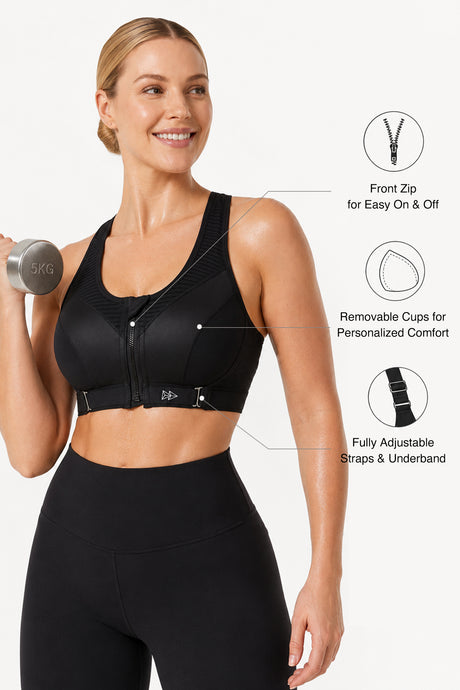 Power™ Zip Front Adjustable High Support Sports Bra | Women's High Support Sports Bra - image 3