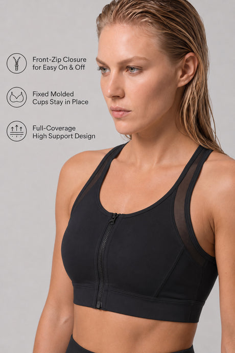 Power™ Zip-Front Mesh T-Back Sports Bra | High-Impact Support for Running & HIIT - image 14