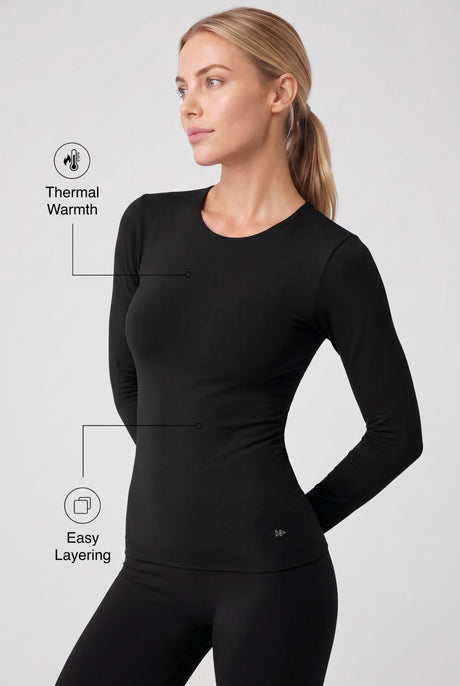 Shift Supermjukt och stretchigt, enfärgat termoset | Långärmad t-shirt för kvinnor - image 3