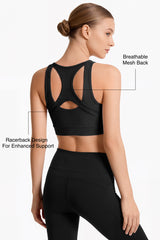 Power™ Front Zip Full Coverage Racerback Mesh Running Bra | Women's High Support Sports Bra