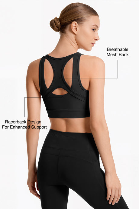 Power™ Front Zip Full Coverage Racerback Mesh Running Bra | Women's High Support Sports Bra - image 9