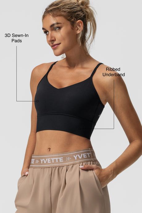 Echo™ V-Neck Ribbed Padded Yoga Bra | Women's Light Support Sports Bra - image 3