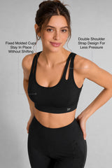 Shift™ Double-Strap With Less Pressure Full Coverage Mesh Back Sports Bra | Women's Light Support Sports Bra Best For Yoga, HIIT
