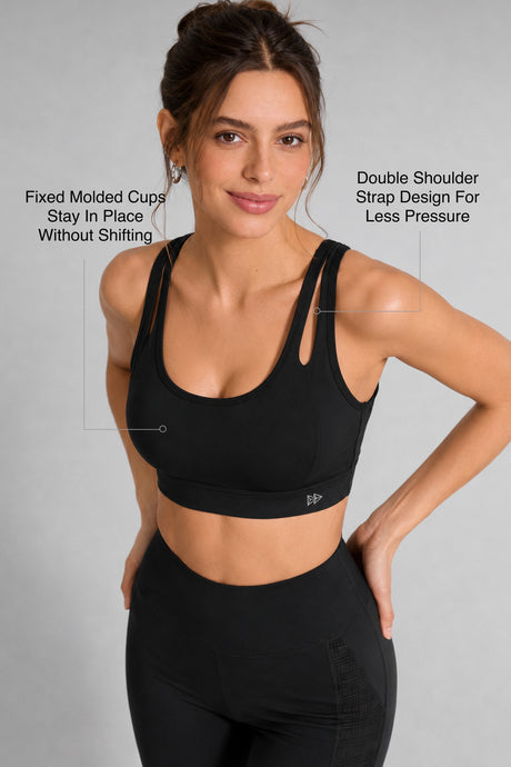Shift™ Double-Strap With Less Pressure Full Coverage Mesh Back Sports Bra | Women's Light Support Sports Bra Best For Yoga, HIIT - image 14