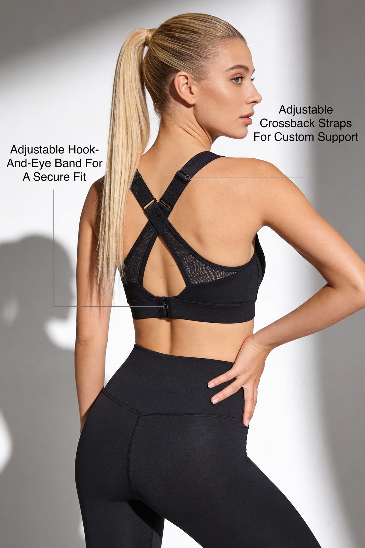 Power™ Adjustable Crossback Straps for Custom Support | High-Impact Bounce Control Without Flattening for Running, HIIT & Training