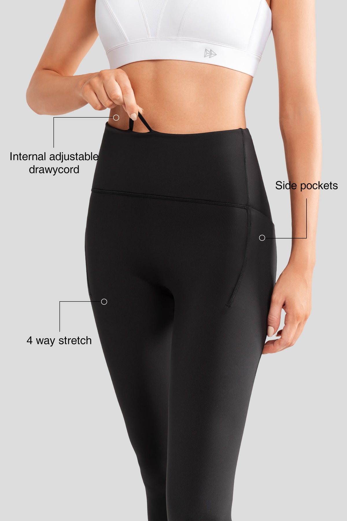 Sculpt fyrvägsstretchiga fleecefodrade leggings 66 cm | Damleggings med högt stöd