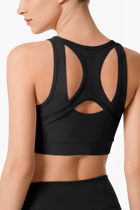 Power™ Front Zip Full Coverage Racerback Mesh Running Bra | Women's High Support Sports Bra - image 5