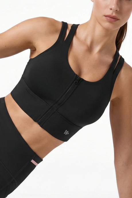 Black Longline Coverage High Impact Bra With Front Zip | High-Impact Support Best For Running, HIIT & Training - image 5