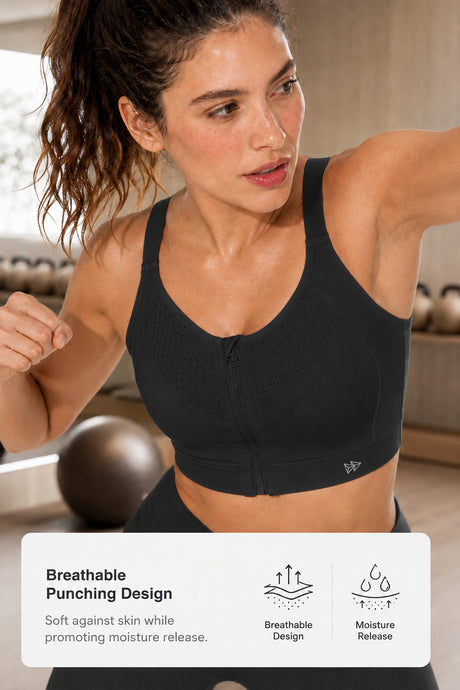 Power Zip Verstellbare Träger Gepolsterter Lauf-BH | Damen Sport-BH mit starkem Halt - image 7