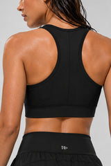 Power™ Zip-Front Mesh Racerback Sports Bra | High Support Best For Running, HIIT & Training