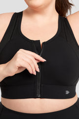 Reggiseno da corsa imbottito con cerniera frontale perforata Echo Jacquard | Reggiseno sportivo ad alto sostegno da donna