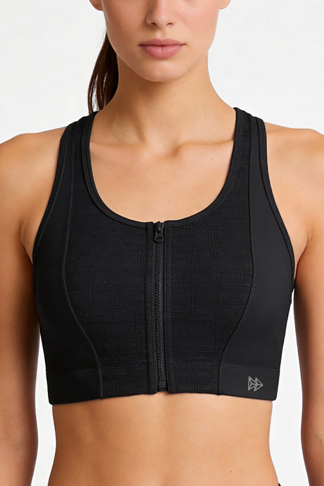 Power™ Front-Zip Jacquard Mesh Racerback Sports Bra | High-Impact Support for Running, HIIT & Training - image 11