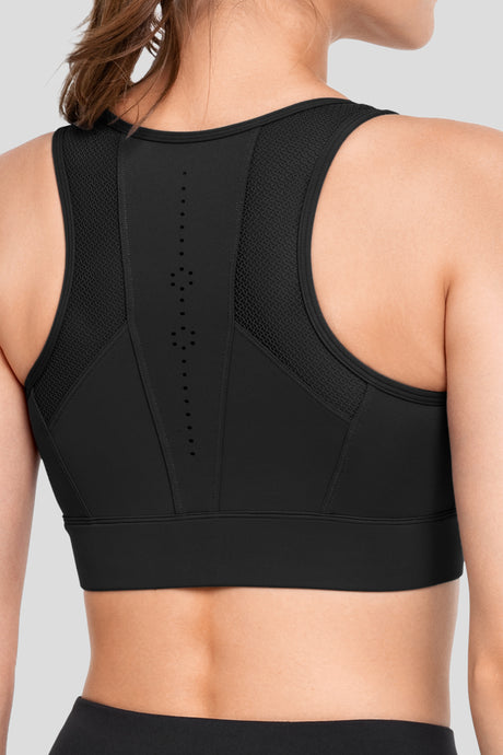 Reggiseno da corsa imbottito traspirante perforato con cerniera frontale Echo | Reggiseno sportivo ad alto sostegno da donna - image 6