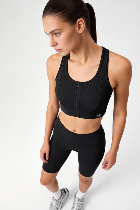 Power™ Front-Zip Jacquard Mesh Racerback Sports Bra | High-Impact Support for Running, HIIT & Training - image 12