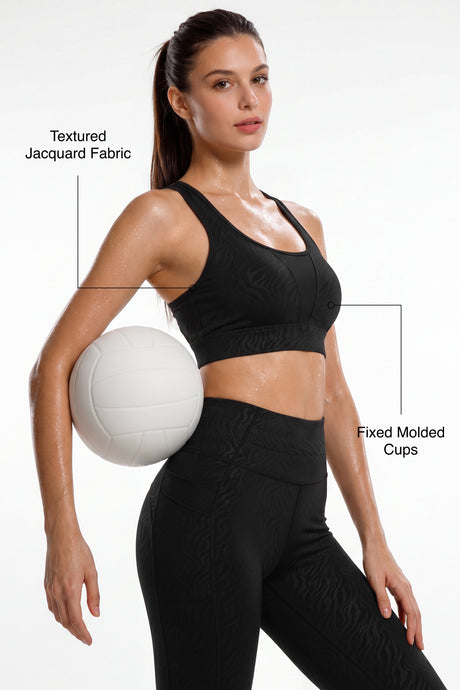Power™ Racerback Double-Strap Jacquard Sports Bra | High-Impact Support with Full Coverage for Running, HIIT, Yoga & Training - image 9