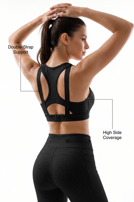 Power™ Racerback Double-Strap Jacquard Sports Bra | High-Impact Support with Full Coverage for Running, HIIT, Yoga & Training - image 2