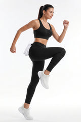 Black Textured High Impact Leggings With Pockets 25inches | High-Impact Support Best For Running, HIIT & Training
