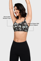 Reggiseno yoga imbottito con scollo a barchetta e doppie spalline | Reggiseno sportivo con supporto leggero da donna