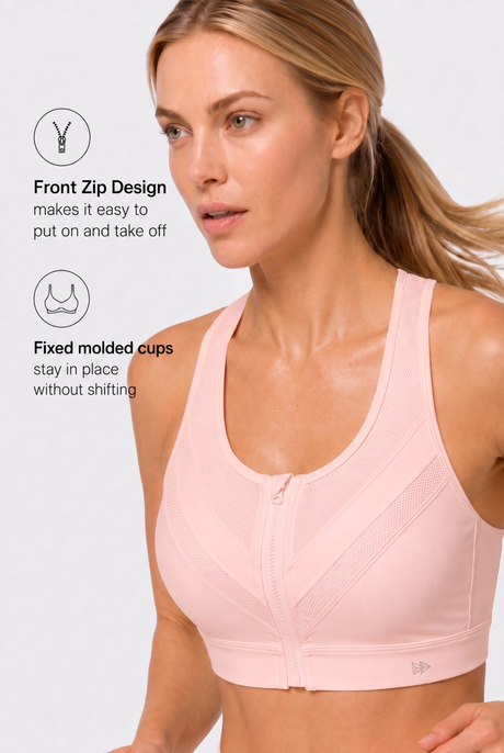 Enfold™ Zip-Front Breathable Racerback High-Support Bra for Larger Busts | Women's High Support Sports Bra - image 2