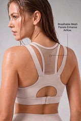 Reggiseno da corsa imbottito in rete con cerniera frontale Power | Reggiseno sportivo ad alto supporto da donna