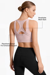 Power™ Front Zip Full Coverage Racerback Mesh Running Bra | Women's High Support Sports Bra