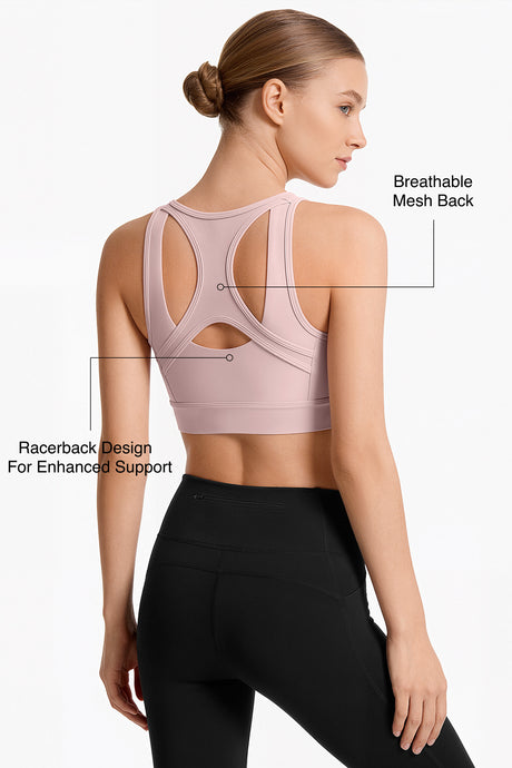 Power™ Front Zip Full Coverage Racerback Mesh Running Bra | Women's High Support Sports Bra - image 4